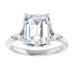 white gold antique inspired emerald cut diamond engagement ring
