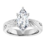 white gold vintage inspired diamond solitaire engagement ring with thicker band