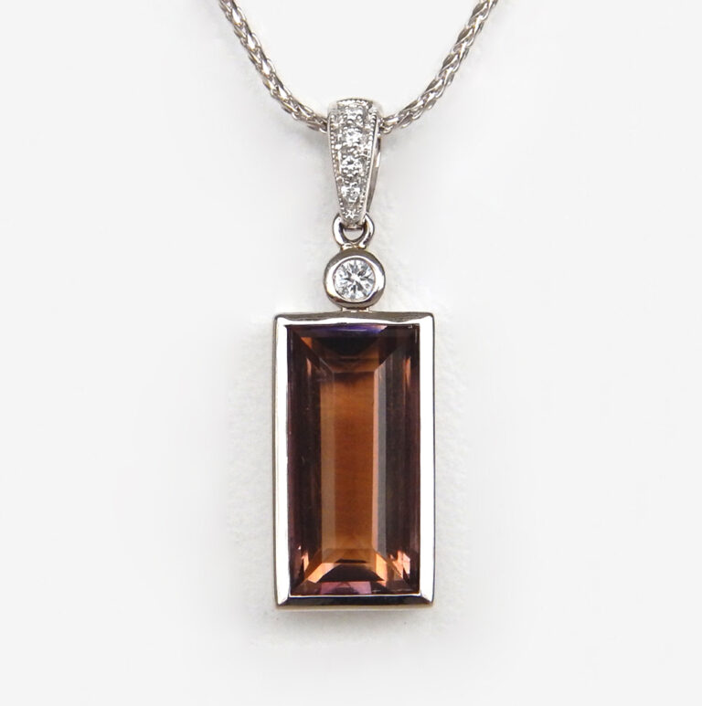 white gold smoky quartz pendant