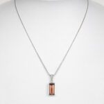 white gold smoky quartz pendant on chain