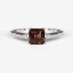 white gold smoky quartz and diamond ring