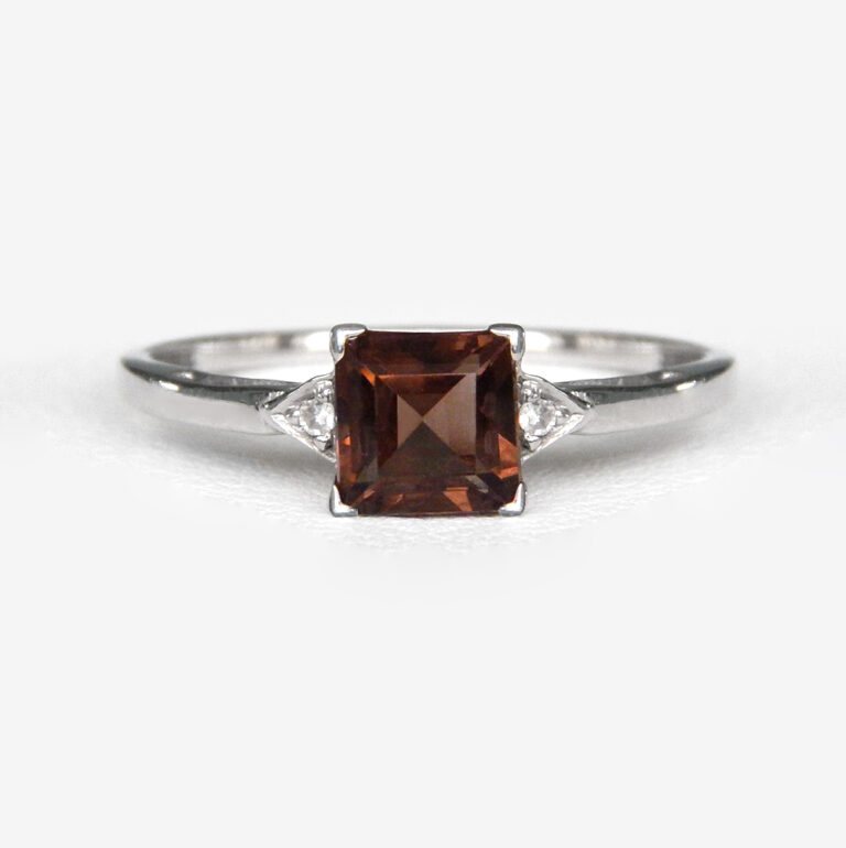 white gold smoky quartz and diamond ring