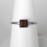white gold smoky quartz and diamond ring